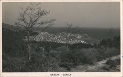 Kavala Seascape Hillside View Bare Trees Postcard