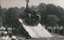 Steam Traction Engine Climbing Wooden Ramp Demonstration Postcard