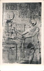 King Seti I before God Harmakes, Abydos Relief Postcard