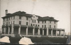 Lincoln, IL - Large Brick Building with Covered Porch Postcard