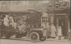 The First Bus from Hawarden at Glynne Arms Postcard