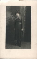 Young Woman Portrait, Bobbed Hair, Collared Dress Postcard