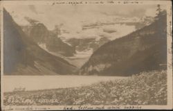 Lake Louise, Snow-capped Mountains, Poppies Postcard