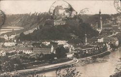 Passau Town, Castle, and River View Postcard
