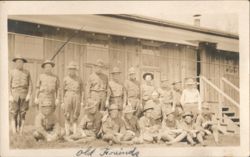 Old Friends" Soldiers Group WWI Era Barracks Postcard