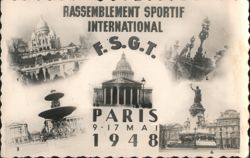 RASSEMBLEMENT SPORTIF INTERNATIONAL F.S.G.T. PARIS 1948 Postcard