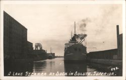 Lake Steamer at Dock, Duluth - Superior Postcard