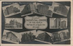 Chicago Hospital Center Multi View, Harrison & Ogden Ave Postcard