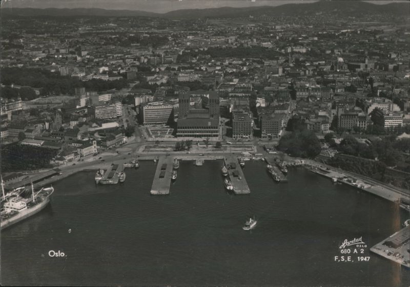 Aerial View of Oslo Harbor and City Center Norway