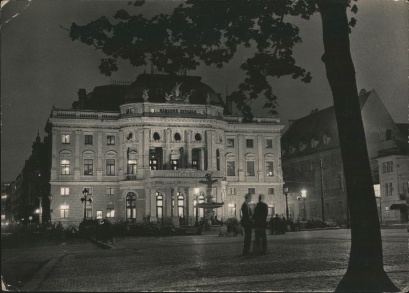 Narodne divadlo (Slovak National Theatre) at night, Bratislava Slovakia