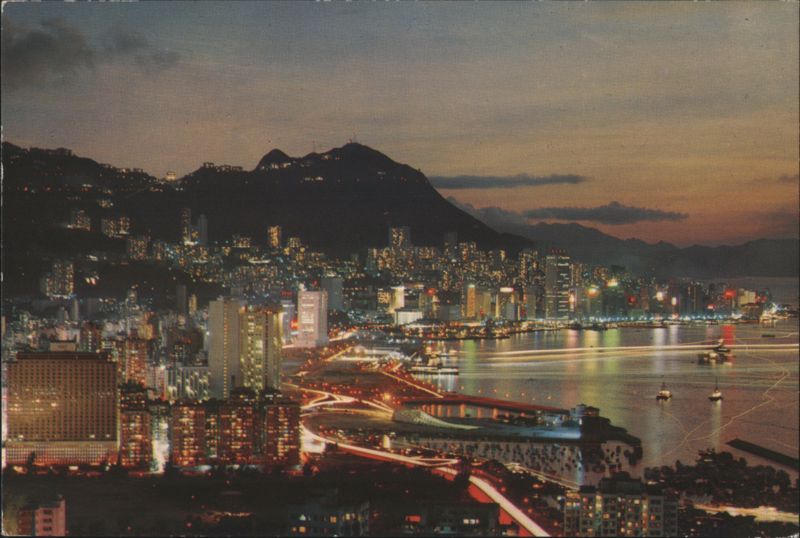 Hong Kong Island at Night from Causeway Bay Shelter China