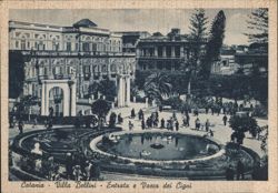 Villa Bellini Entrance and Swan Pond, Catania Postcard