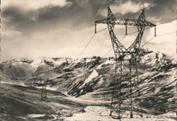 High Voltage Power Lines in the Pyrenees Mountains Postcard