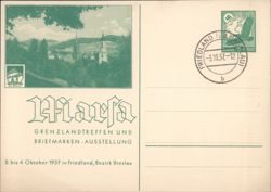 Friedland, Bezirk Breslau - Grenzlandtreffen und Briefmarken-Ausstellung Postcard