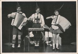 Three Children Playing Accordions and a Dulcimer Postcard