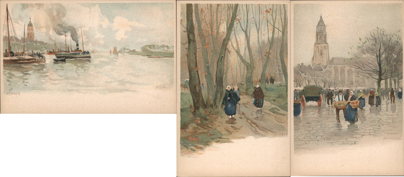 Set of 3: Arnhem Netherlands Scenes c1900