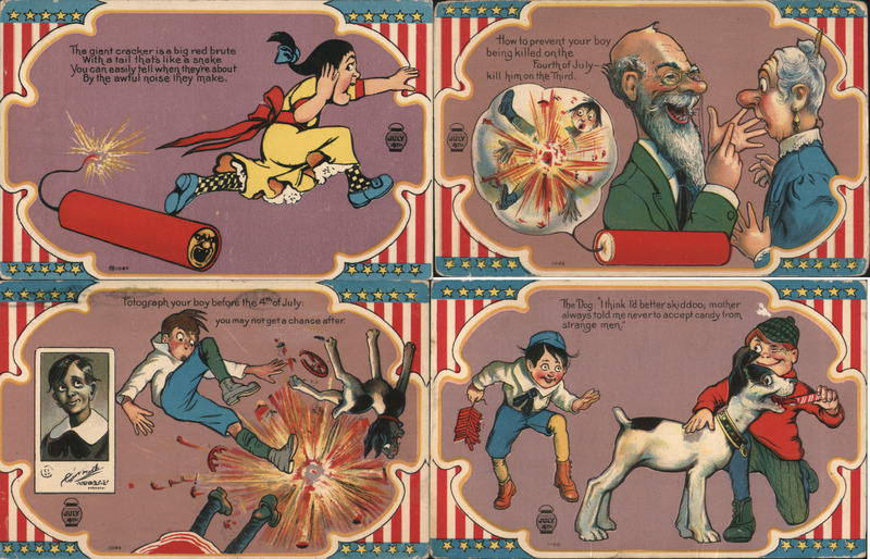 Set of 4: Comic 4th of July Scenes