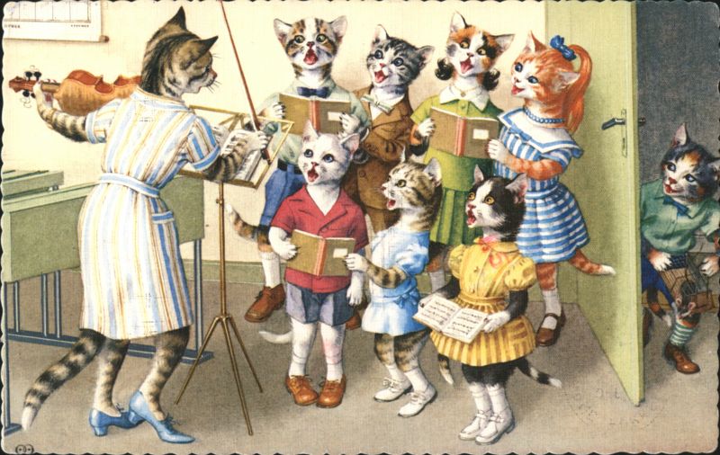 Cats Playing Instruments & Singing in Choir Practice
