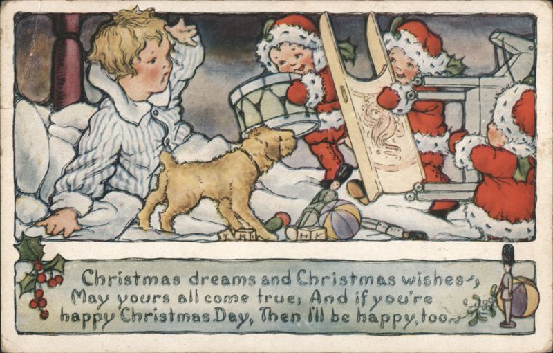 Christmas Dreams and Wishes with Children Playing with Toys