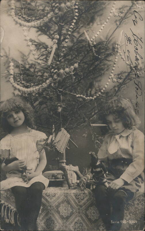 Two Girls with Christmas Tree and Dolls, St. Petersburg 1905