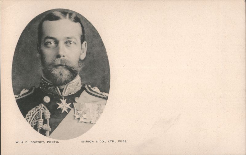 King George V Portrait in Military Uniform by W. & D. Downey