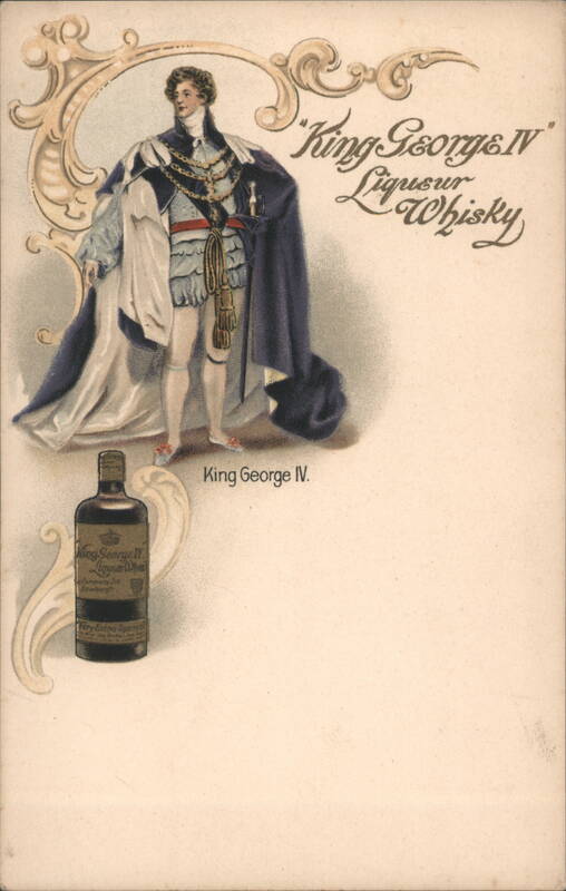 King George IV Liqueur Whisky Advertisement with Regal Figure
