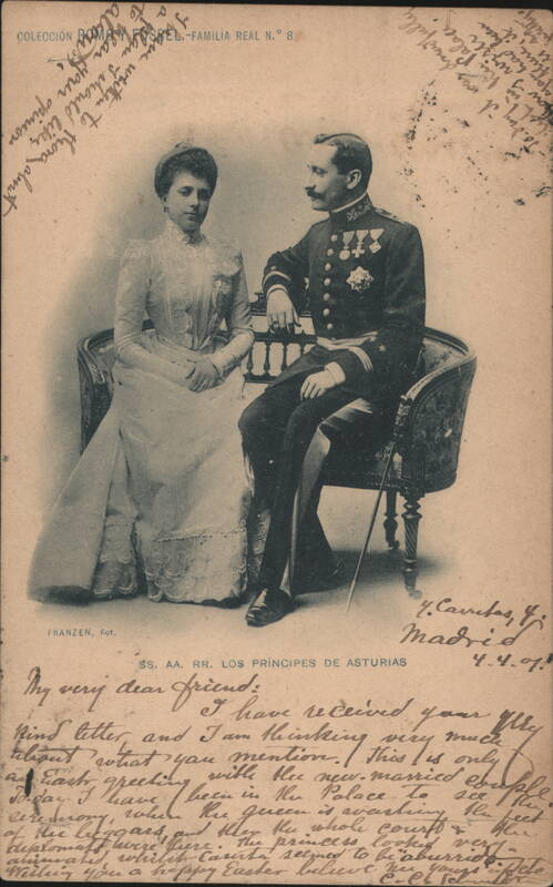 Princes of Asturias Alfonso XIII and Victoria Eugenie Royal Portrait