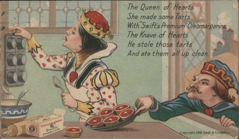 Queen of Hearts Making Tarts with Swift's Premium Oleomargarine
