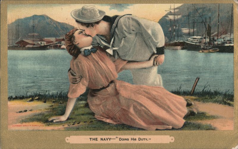 Sailor Kissing Woman on Waterfront, 'Doing His Duty'