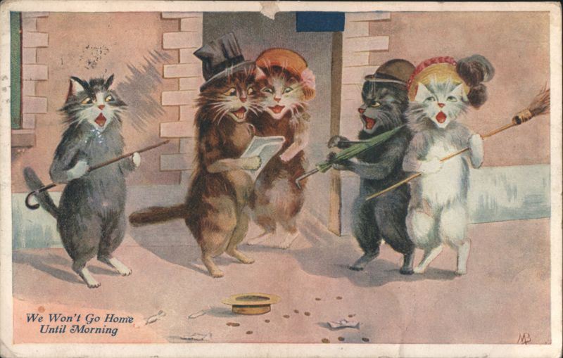 Dressed Cats Playing Music, 'We Won't Go Home Until Morning