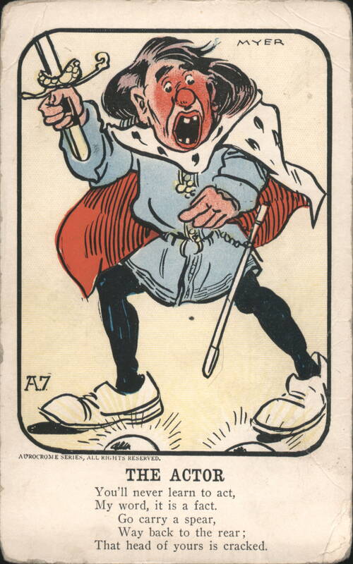 Comic Caricature of The Actor with Humorous Poem Comic, Funny