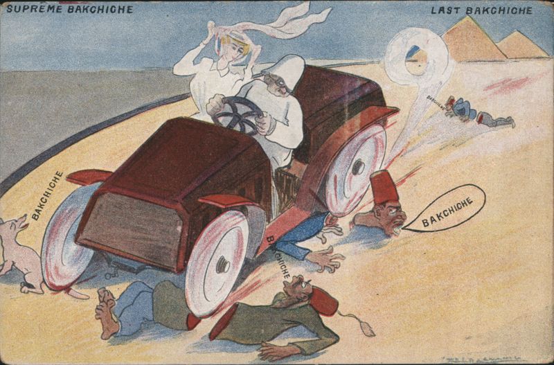 Egyptian Car Running Over People, 'Bakchiche' Cartoon
