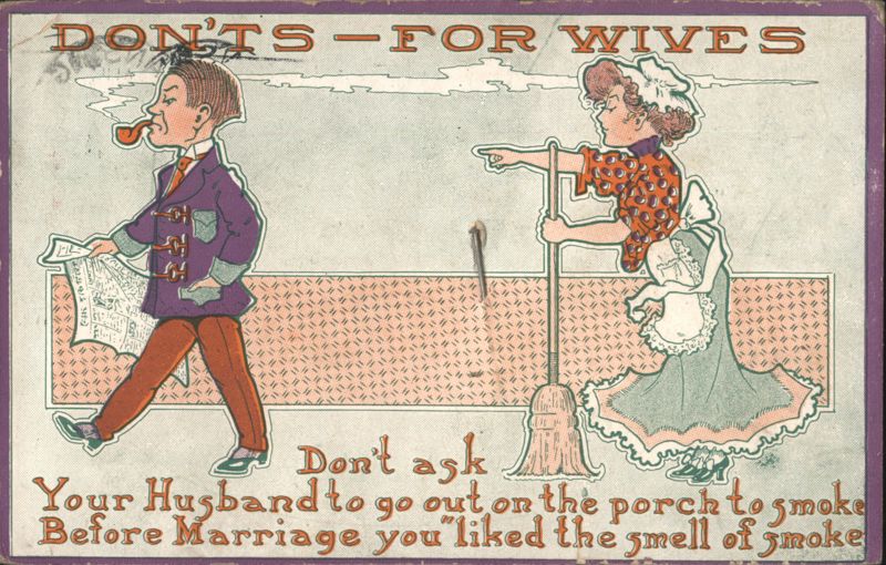 Don'ts - For Wives, Husband Smoking Pipe Comic, Funny