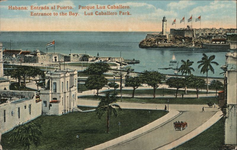 Havana Bay Entrance with El Morro Lighthouse & Luz Caballero Park Cuba