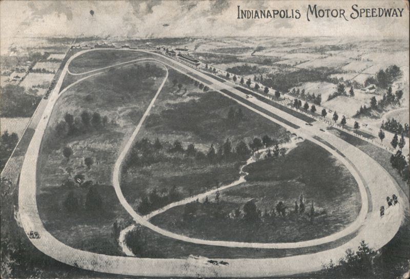 Indianapolis Motor Speedway Aerial View with Cars and Airships