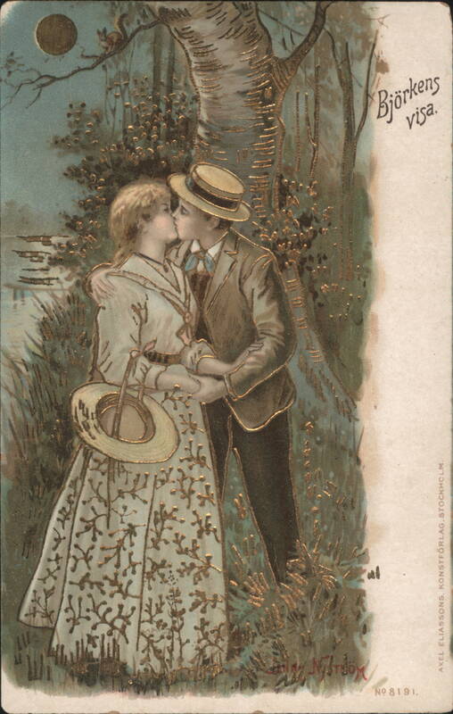 Couple Kissing Under Birch Tree, Björkens visa Jenny Nyström