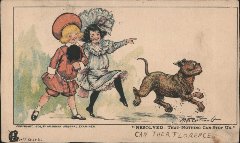 Girls and Dog Resolved That Nothing Can Stop Us R. F. Outcault