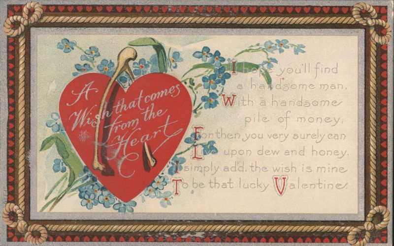Valentine's Day Heart with Forget-Me-Nots and Romantic Poem