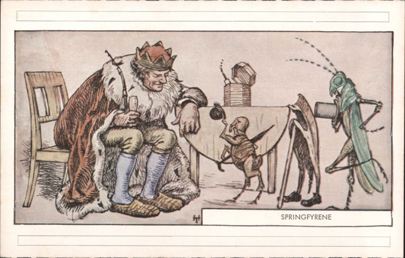 King and Insects in H. C. Andersen's 'The Jumpers' by Hans Tegner