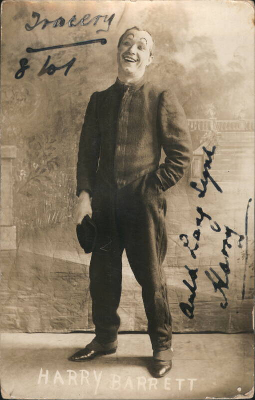 Harry Barrett Laughing Actor in Clown Makeup Holding Hat