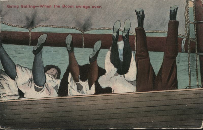 Going Sailing—When the Boom swings over. Comic, Funny