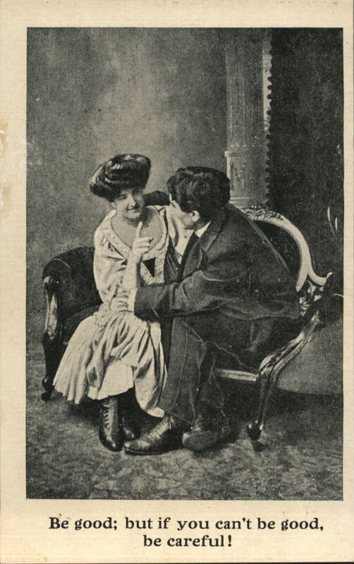 Flirtatious Couple with Humorous 'Be Careful!' Saying