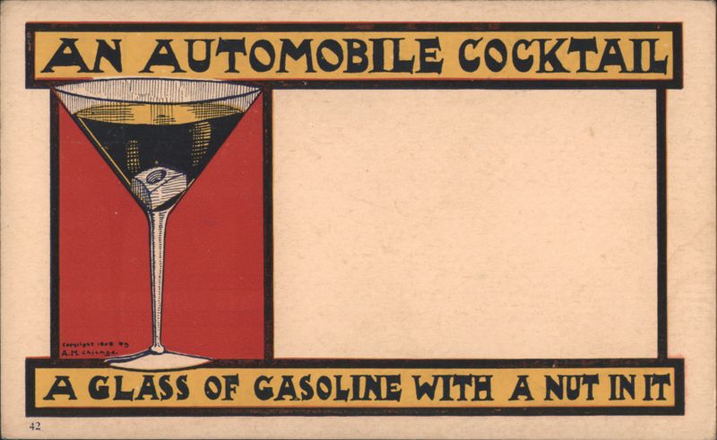 An Automobile Cocktail: A Glass of Gasoline with a Nut