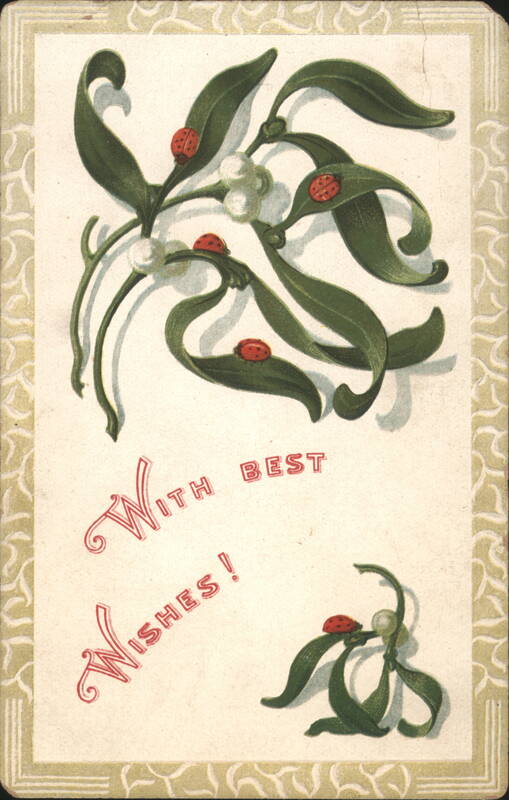 Mistletoe with Ladybugs and With Best Wishes Greeting