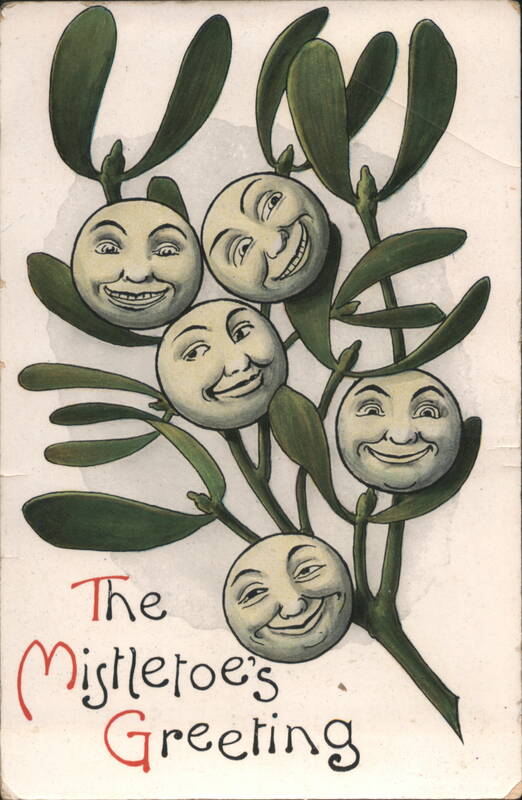 The Mistletoe's Greeting with Anthropomorphic Smiling Berries