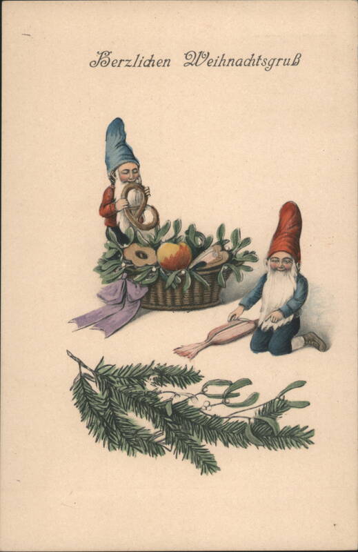 Gnomes with Christmas Feast, Herzlichen Weihnachtsgruss