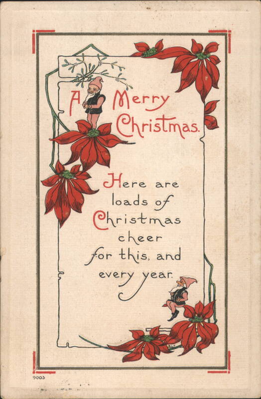 Merry Christmas Gnomes with Poinsettias