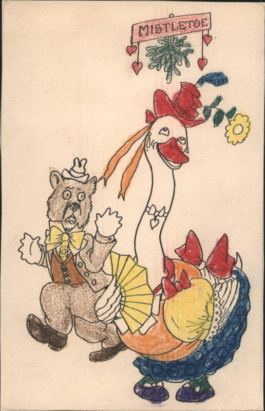 Mistletoe Bear and Goose with Accordion Dressed Animals