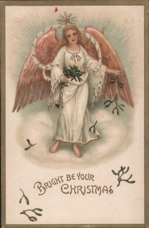 Christmas Angel with Mistletoe and Star Halo, 'Bright Be Your Christmas'