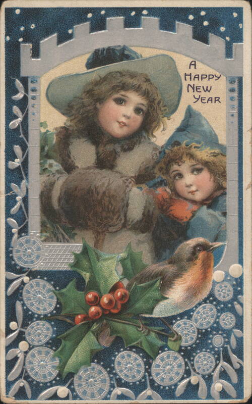 Children, Holly, and Robin for A Happy New Year